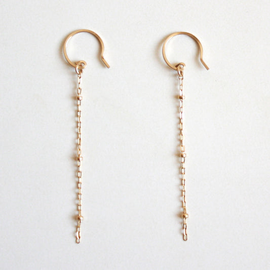 Long Saturn Chain Dangle Earrings