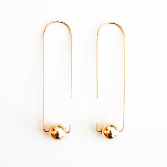 Long Hook Earrings - Metal Balls