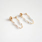 Tiny Gemstone Chain Hoop Stud Earrings