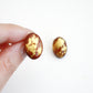Wood Stud Earrings with Gold Leaf - Oval