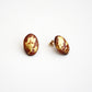 Wood Stud Earrings with Gold Leaf - Oval