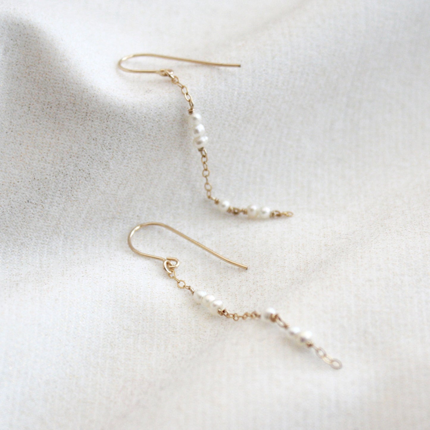 Tiny Pearl Chain Dangle Earrings