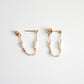 Tiny Gemstone Chain Hoop Stud Earrings - Morganite
