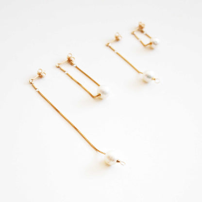 Versatile Dangle Hoop Earrings - Freshwater Pearls