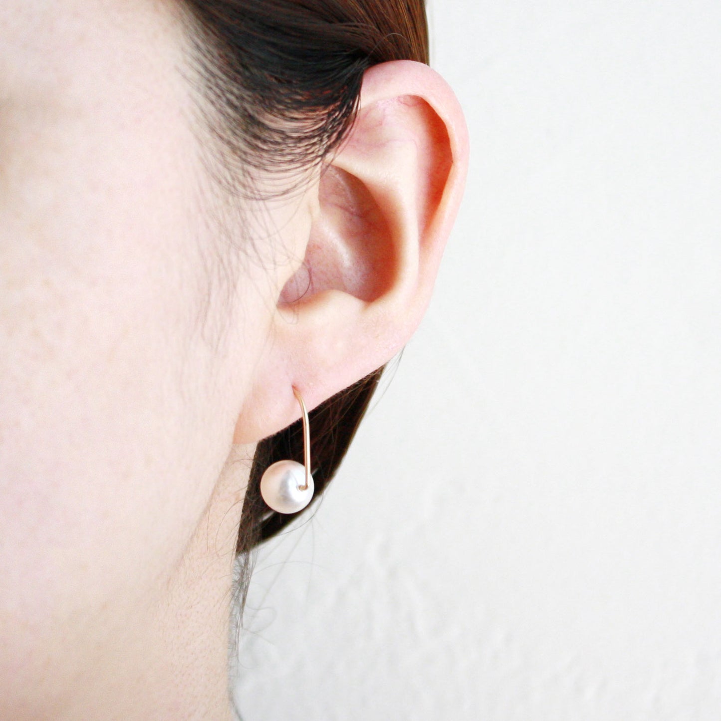 Short Hook Stud Earrings - Rose Quartz