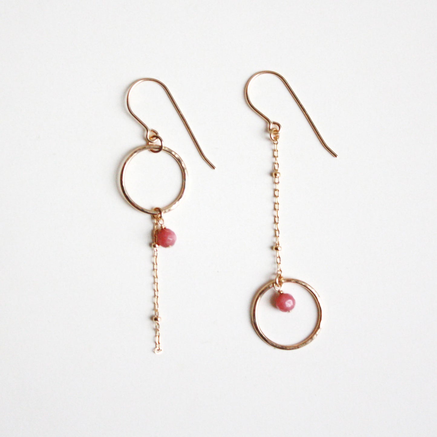 Long Asymmetrical Dangle Earrings - Gemstones