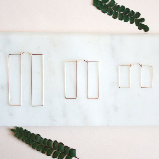 Rectangle Hoop Earrings - 14k Gold Filled