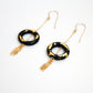 Gold Leaf Earrings - Ring & Tassel - Black