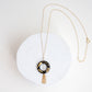 Gold Leaf Necklace - Ring & Tassel - Black