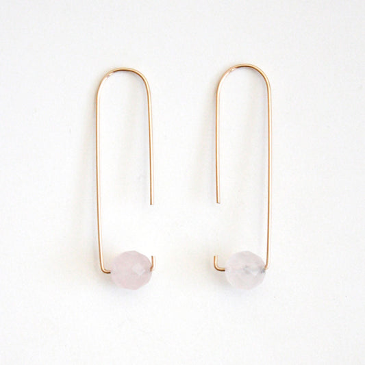 Long Hook Earrings - Rose Quartz