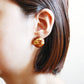 Wood Stud Earrings with Gold Leaf - Round