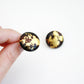 Wood Stud Earrings with Gold Leaf - Round