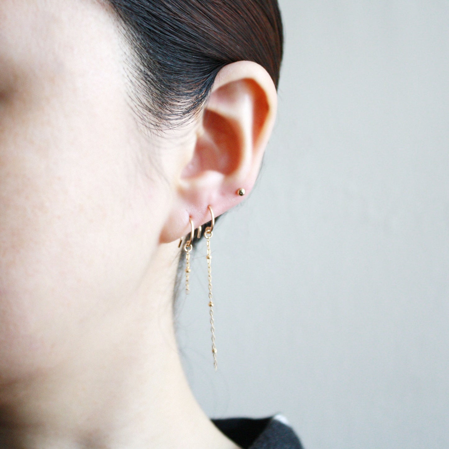 Long Saturn Chain Dangle Earrings