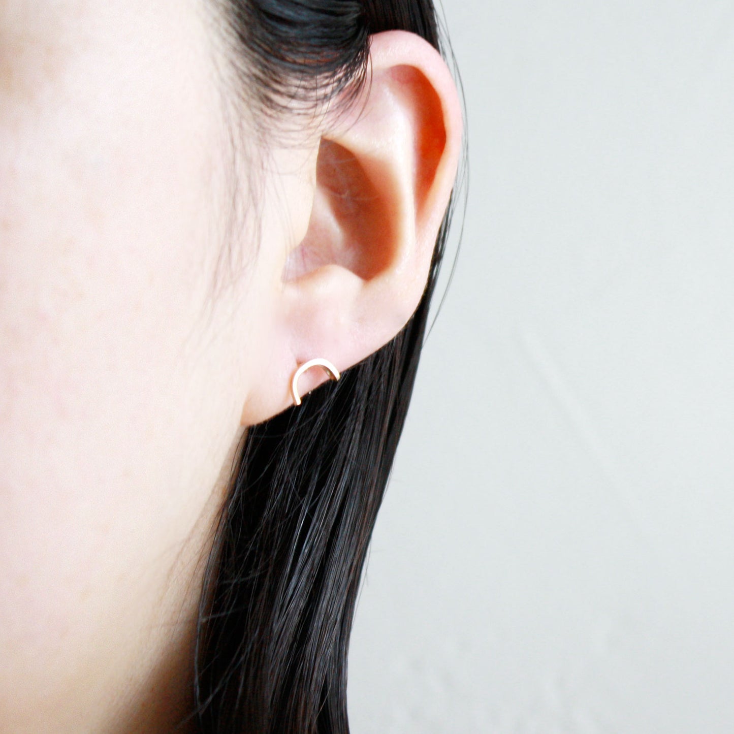 Semi Circle Bar Stud Earrings