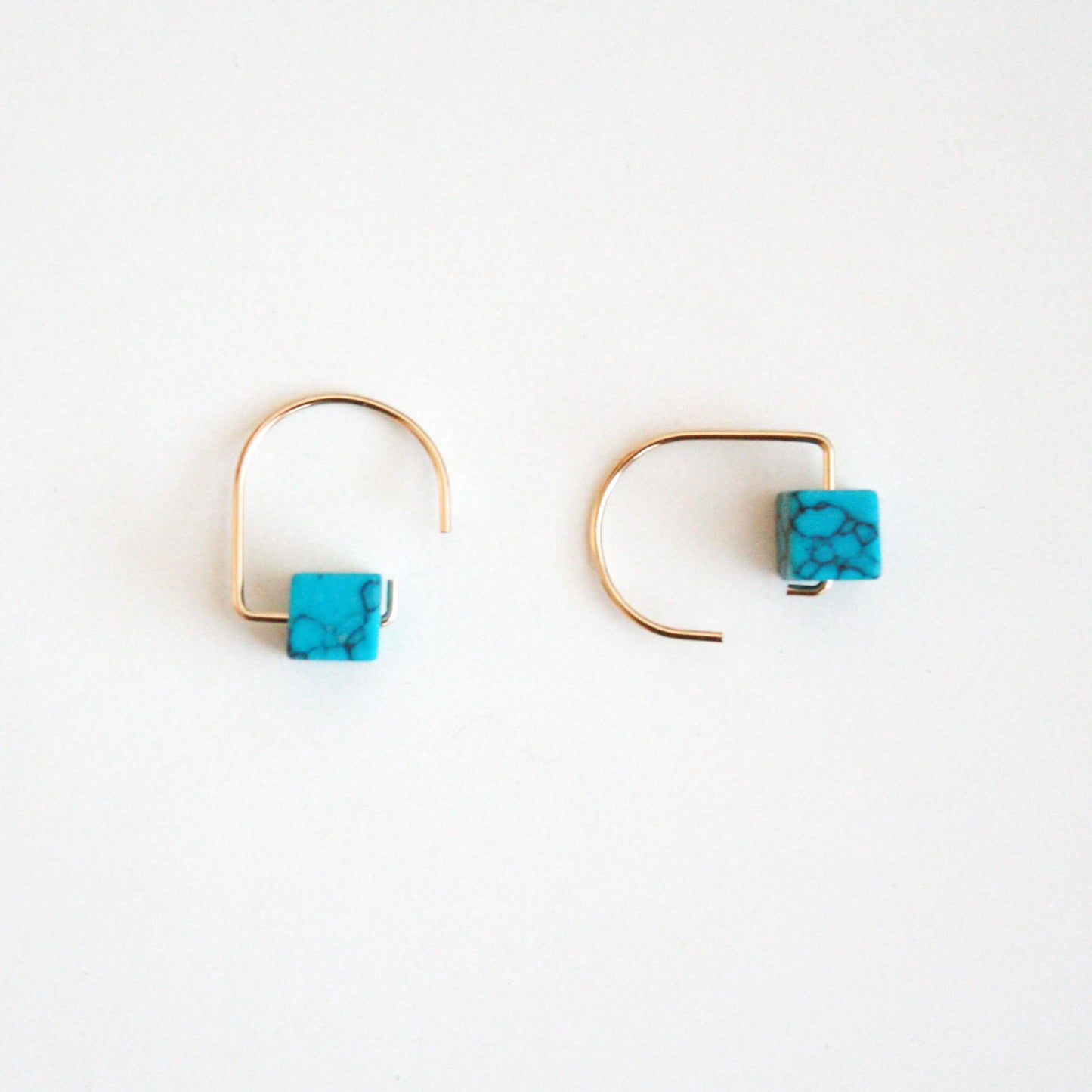 Short Hook Stud Earrings - Gemstones