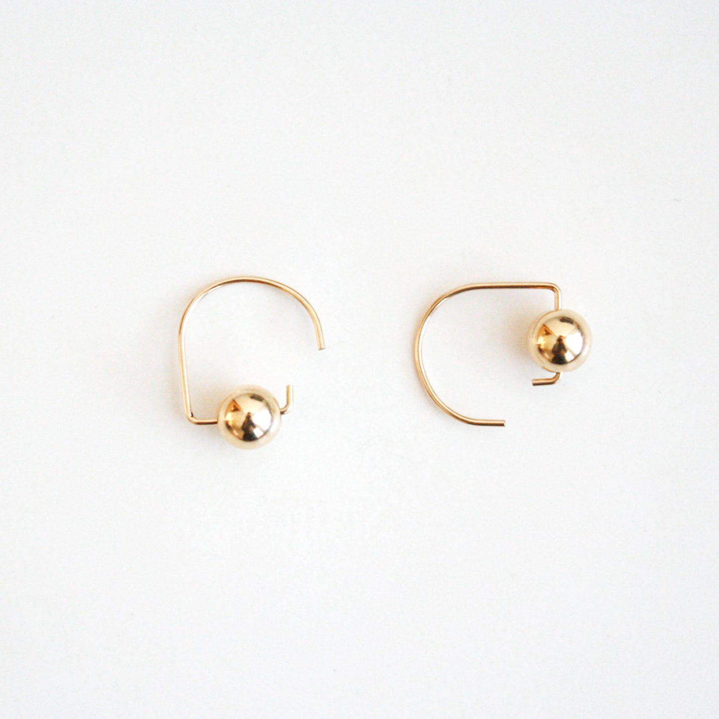 Short Hook Stud Earrings - Metal Balls