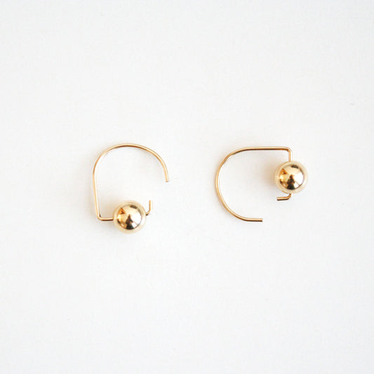 Short Hook Stud Earrings - Metal Balls