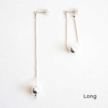 Versatile Dangle Hoop Earrings - Silver Balls