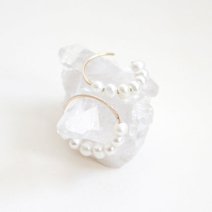 Pearl Hoop Earrings - Small