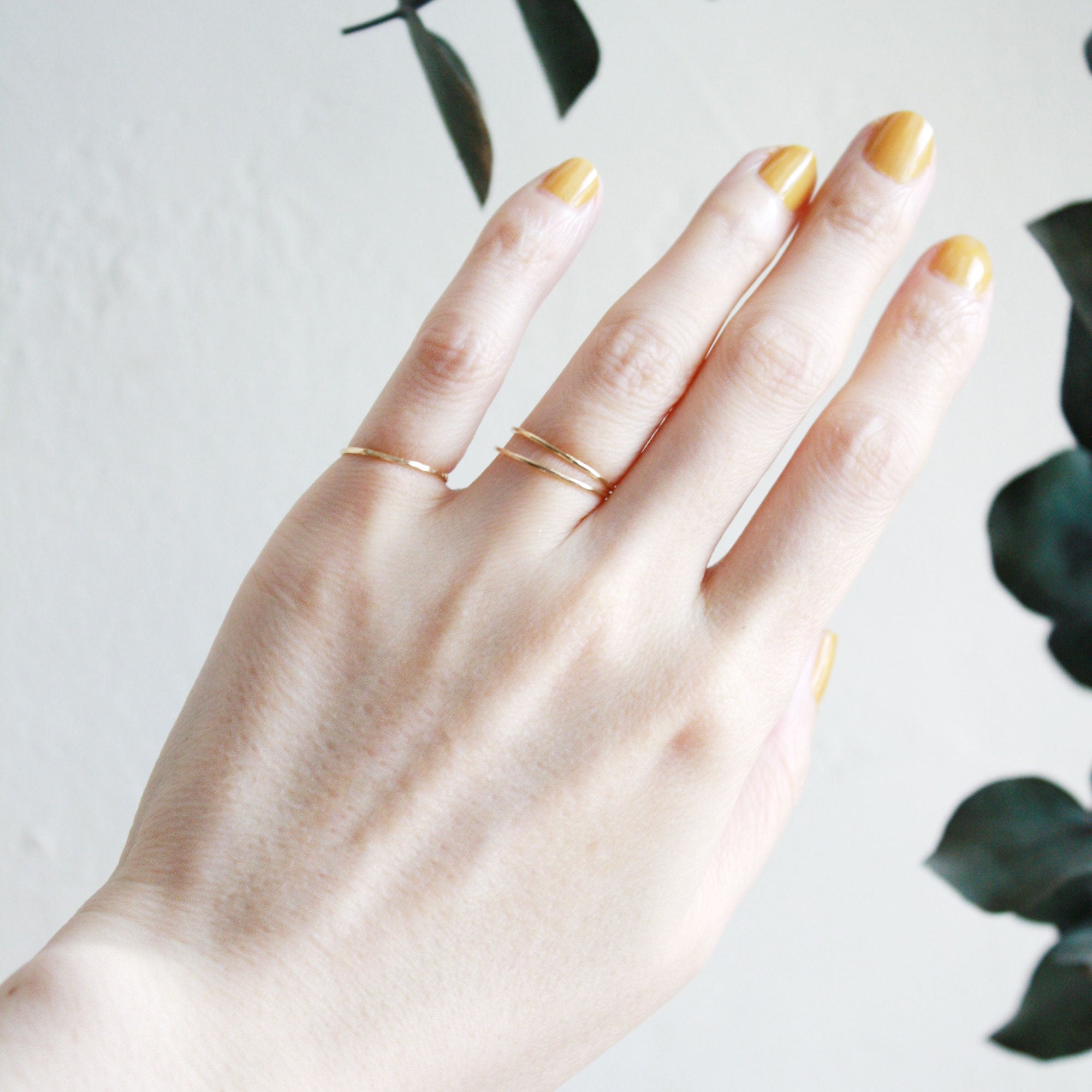 Thin Hammered Gold Stacking Ring, Solid 14k yellow gold ring –  KathrynRiechert