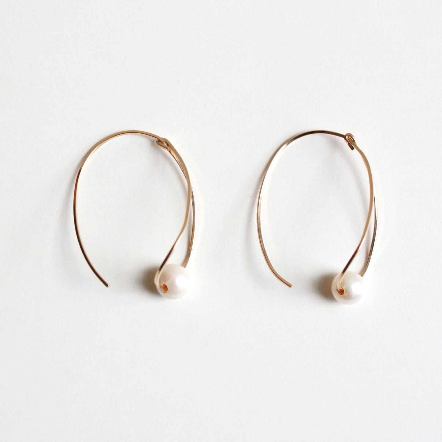 Teardrop Hoop Earrings - Pearl