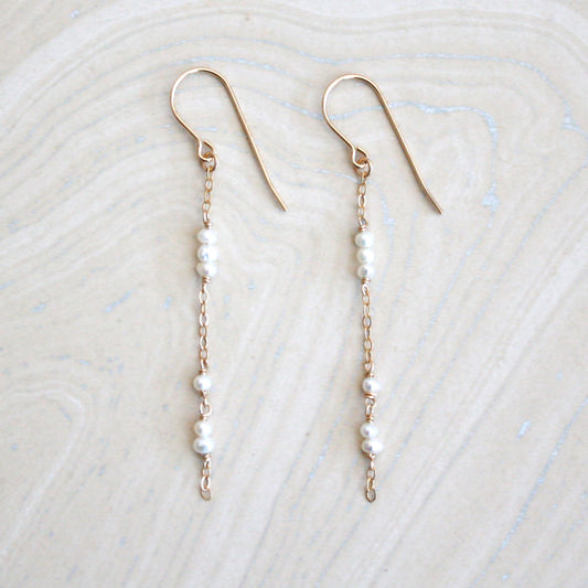 Tiny Pearl Chain Dangle Earrings