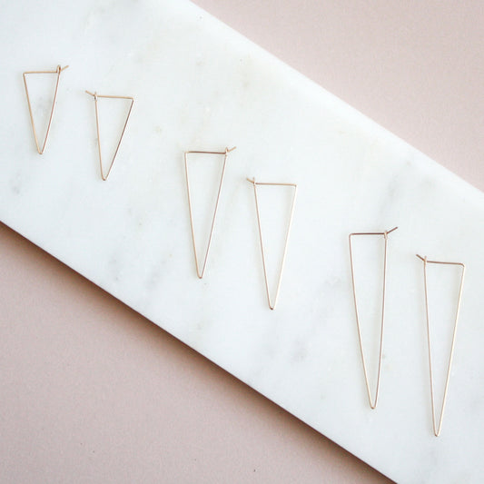 Triangle Hoop Earrings - 14k Gold Filled