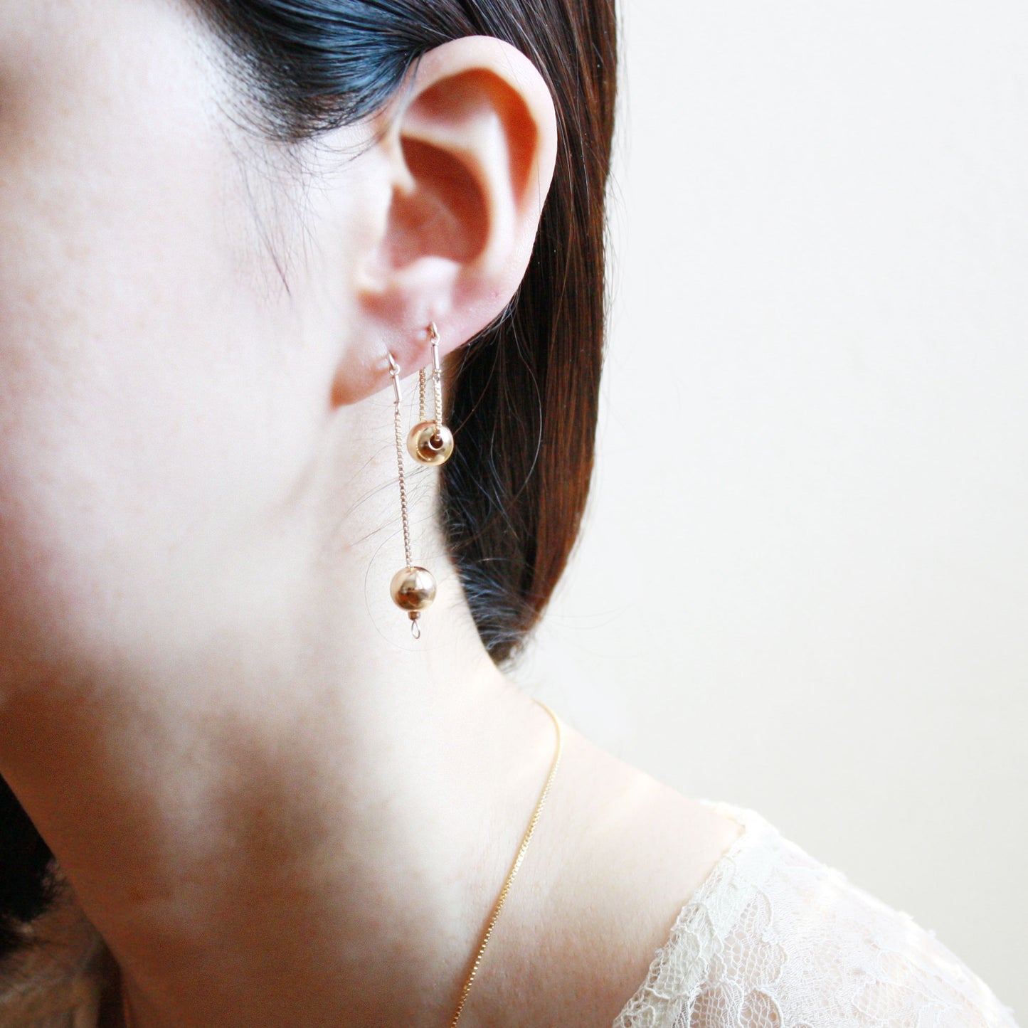 Versatile Dangle Hoop Earrings - Gold Balls