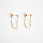 Tiny Pearl Chain Hoop Stud Earrings