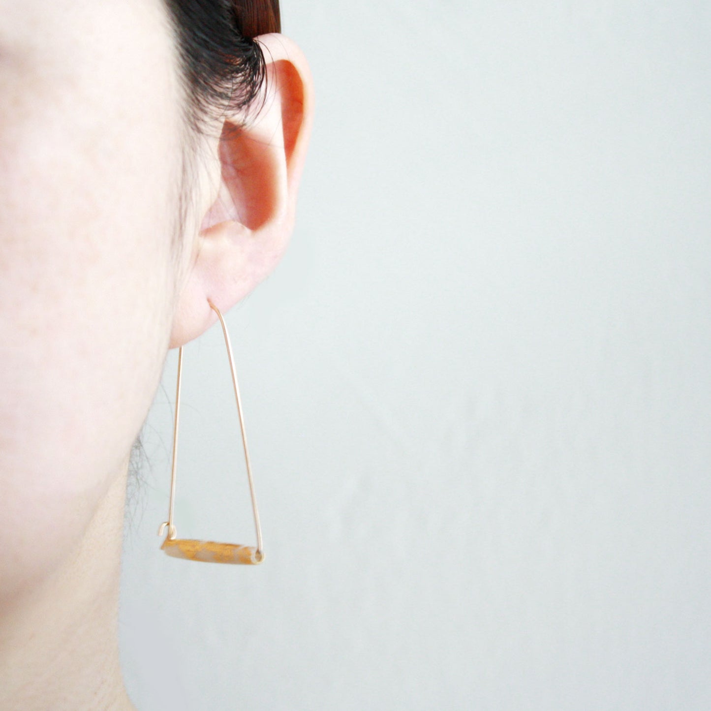 Large Mountain Hoop Earrings - Tubes with Gold Leaf