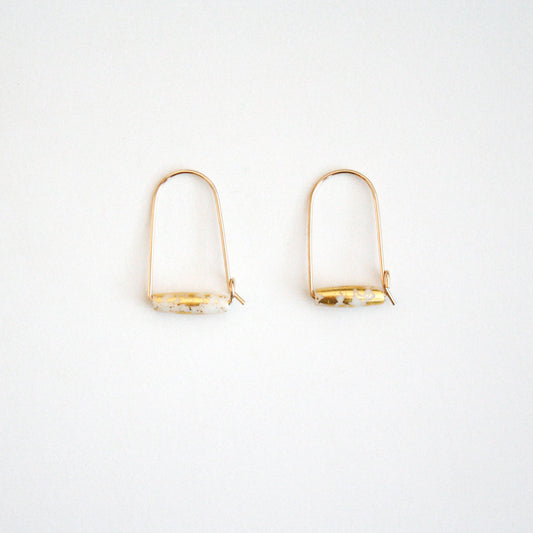 Small Mountain Hoop Earrings - Tubes with Gold Leaf