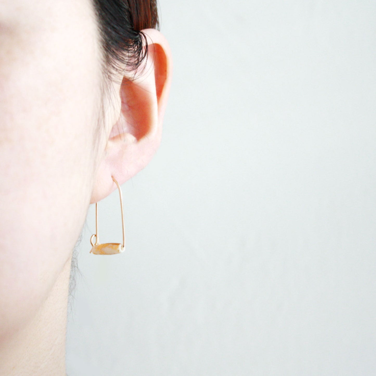 Small Mountain Hoop Earrings - Tubes with Gold Leaf