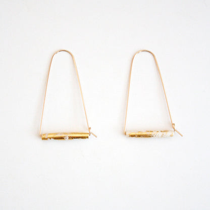 Large Mountain Hoop Earrings - Tubes with Gold Leaf